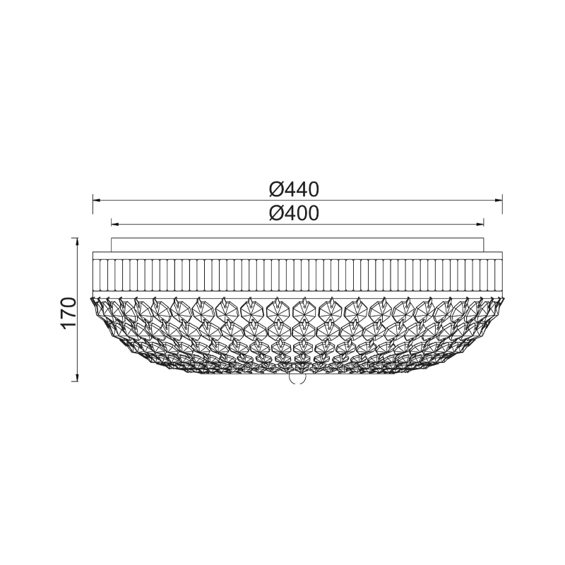 CEILING 5XE14 CRYSTAL+NICKEL Φ44ΧΗ17CM ROSE DLA12255