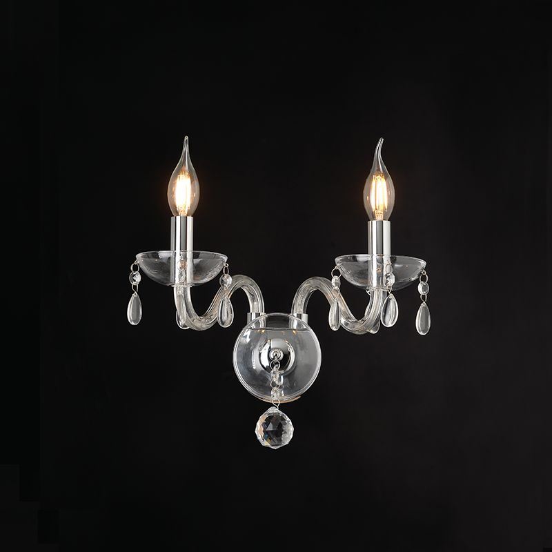 ^ PHASING OUT WALL LUMINAIR 2XE14 CLEAR CRYSTAL + CHROME METAL 38X31CM TULIA BLK82042WCC