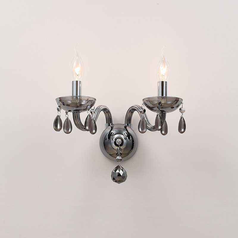 ^ PHASING OUT WALL LUMINAIR 2XE14 TINT CRYSTAL + CHROME METAL 38X31CM TULIA BLK82042WSGC