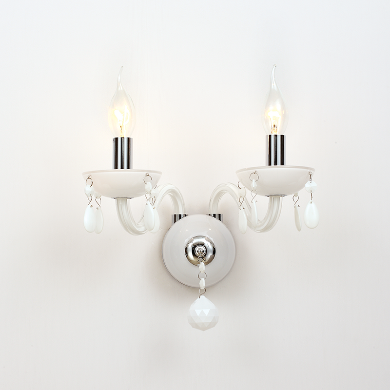 ^ PHASING OUT WALL MOUNTED LUMINAIR 2XE14 WHITE CRYSTAL + CHROME METAL 38X31CM TULIA BLK82042WWC
