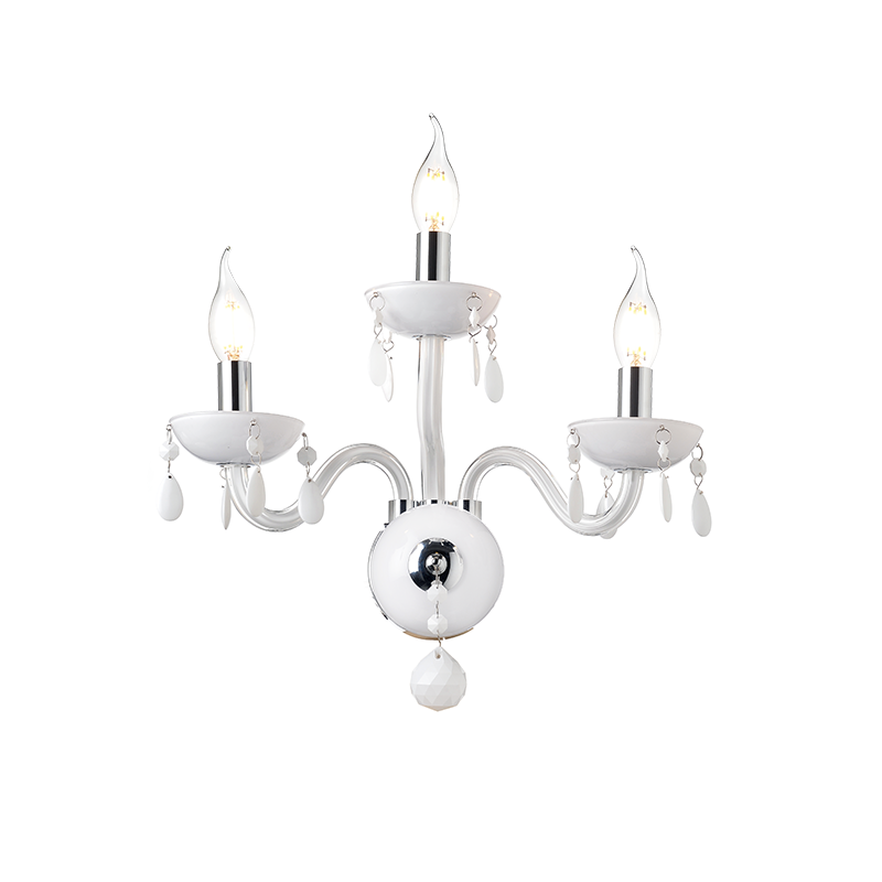 ^ PHASING OUT WALL MOUNTED LUMINAIR 3XE14 WHITE CRYSTAL + CHROME METAL 38X40CM TULIA BLK82043WWC