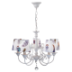 ^ PHASING OUT PENDANT 5ΧΕ14 METAL WHITE PURPLE+SHADE FEATHERS Φ60ΧΗ93CM ZIZEL EG169885PP