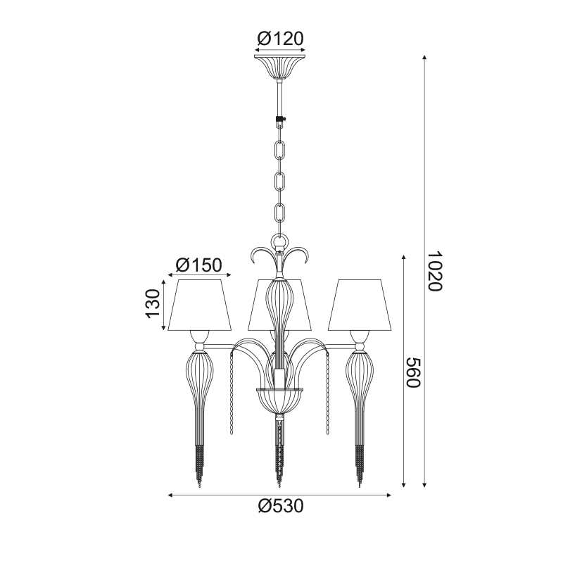 ^ PHASING OUT PENDANT 3ΧΕ14 METAL BLACK+SHADE+GLASS+ CHROME CHAIN Φ53ΧΗ102CM PALERMO EG170303PBCH