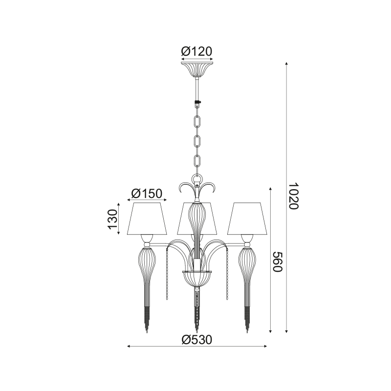 ^ PHASING OUT PENDANT 3ΧΕ14 METAL METAL WHITE-GOLD+SHADE+GLASS+CHAIN ROSEGOLD Φ53ΧΗ102 PALERMO EG170303PWRG