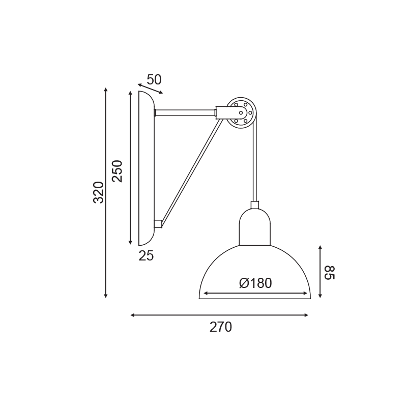 ^ PHASING OUT WALL MOUNTED LUMINAIRE 1XE14 GREY/WHITE METALLIC 27X18X32CM CEZANNE EG5791W26G