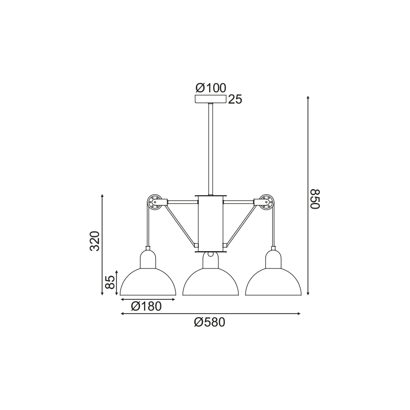 ^ PHASING OUT PENDANT LUMINAIRE 3XE14 GREY/WHITE METALLIC D58XH85CM CEZANNE EG5793P58G