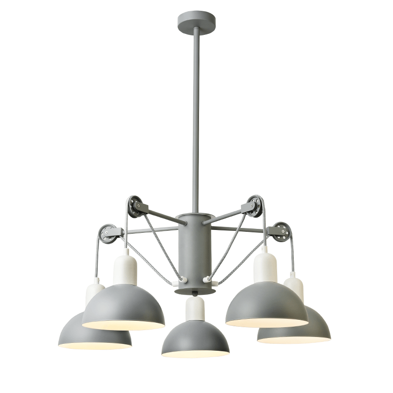 ^ PHASING OUT PENDANT LUMINAIRE 5XE14 GREY/WHITE METALLIC D68XH85CM CEZANNE EG5795P58G