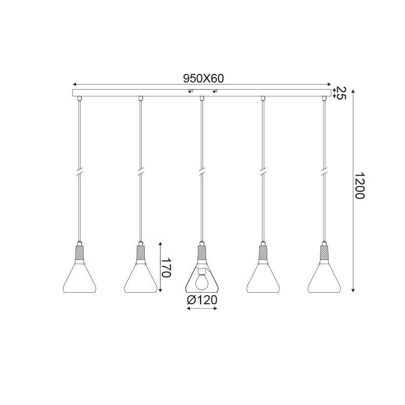 ^ PHASING OUT PENDANT LUMINAIRE 5ΧΕ14 METALLIC WHITE+ WOOD 12Χ95ΧΗ120CM FJORD GN285PWH