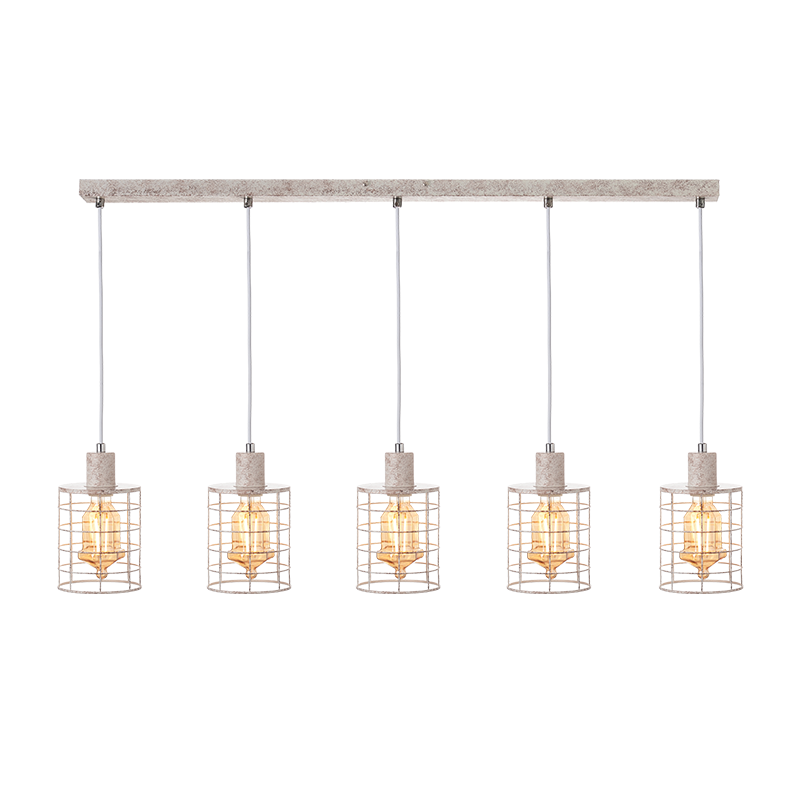 ^ PHASING OUT PENDANT LUMINAIRE 5ΧΕ27 METALLIC WHITE RUST 100Χ12,2ΧΗ120CM DUBLIN GN735PAW