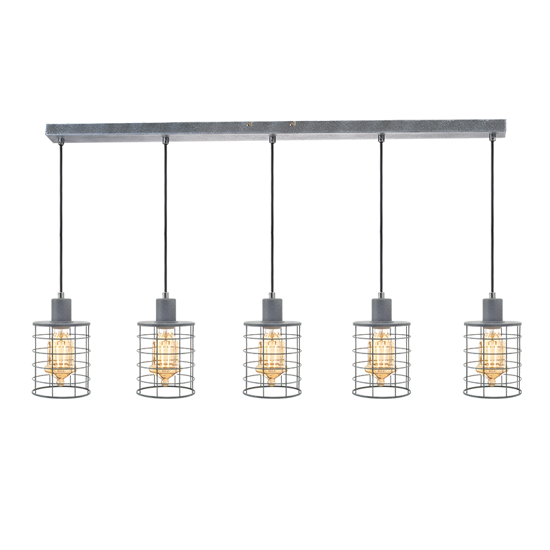^ PHASING OUT PENDANT LUMINAIRE 5ΧΕ27 METALLIC CEMENT SHADE 100Χ12,2ΧΗ120CM DUBLIN GN735PCE