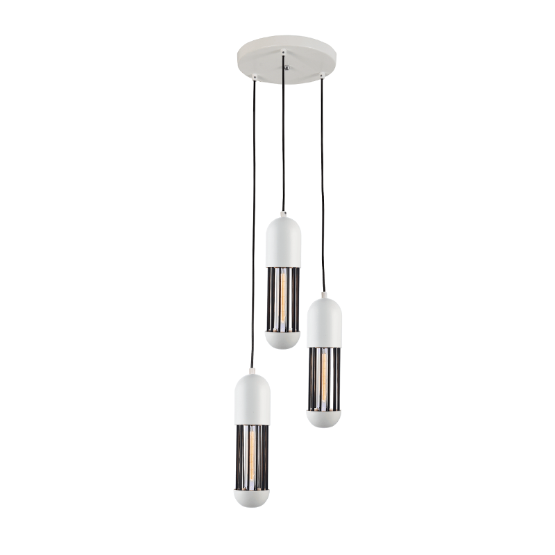 ^ PHASING OUT PENDANT LIGHTING 3XE27 WHITE METALLIC D27XH120CM LAB HM173P27WH