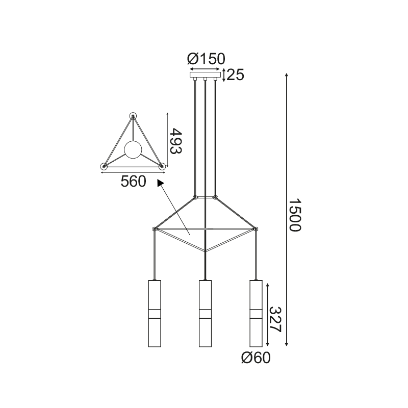 ^ PHASING OUT PENDANT LIGHTING 3XGU10 WHITE METALLIC 56X49XH150CM DA VINCI HM853P56WH