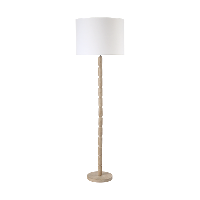 ^ PHASING OUT FLOOR LIGHTING 1ΧΕ27 WOOD+WHITE SHADE Φ45ΧΗ155CM ASSOUAN TF171001FW