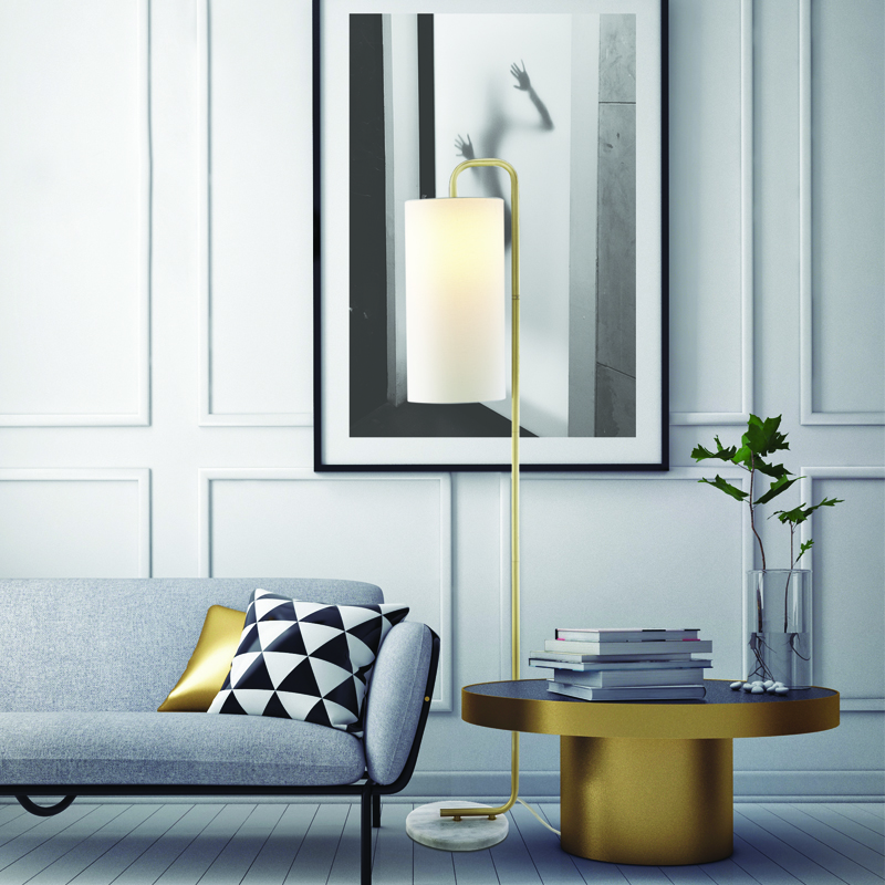 FLOOR LUMINAIRE 1XE27 OSAKA GOLD METAL+WHITE SHADE-MARBLE IP20 26,5X23XH160CM ML121811F