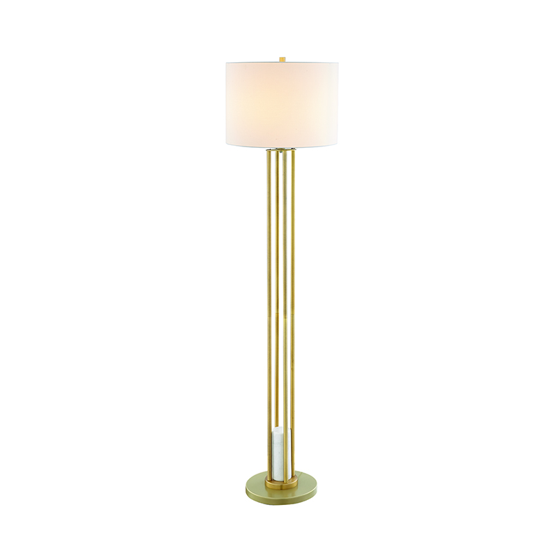 FLOOR LUMINAIRE 1ΧΕ27 BELIZE GOLD METAL+WHITE SHADE-MARBLE IP20 D40,6XH153CM ML127161FGW