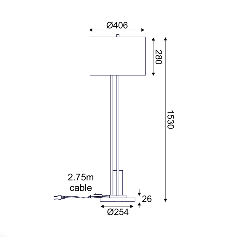 FLOOR LUMINAIRE 1ΧΕ27 BELIZE GOLD METAL+WHITE SHADE-MARBLE IP20 D40,6XH153CM ML127161FGW
