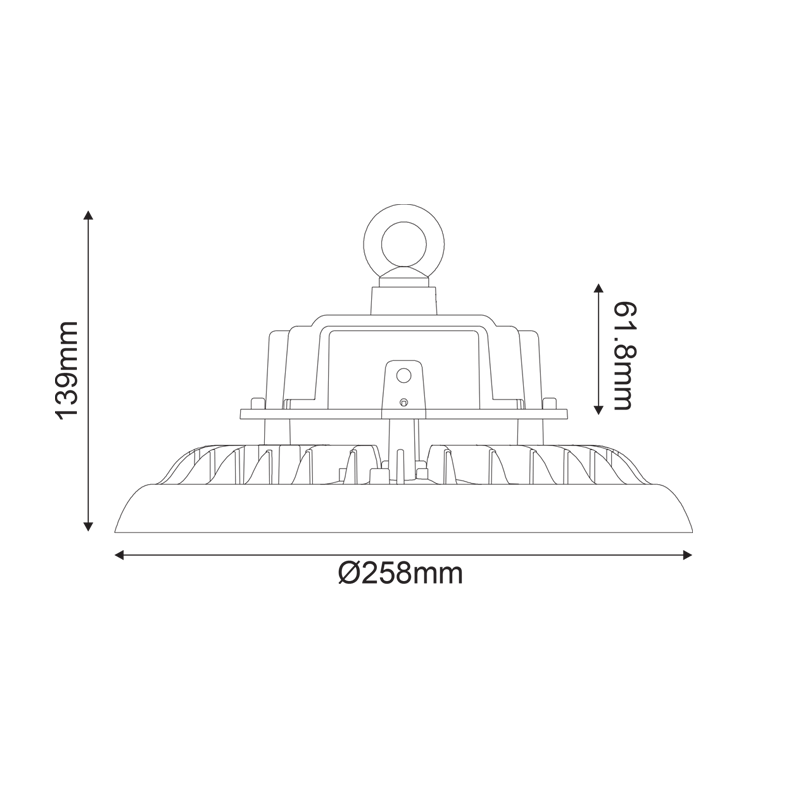 ^LED HIGH BAY ASTREK DIM 1-10V 100W 13.000LM 5000K 90° 230V AC IP65 Ra>80 50.000HRS ASTREK10050