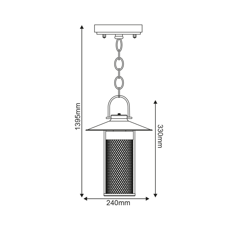 ^PAINTED SILVER PENDANT LUMINAIRE ROSSA 1XE27 IP44 WITH GRID & CLEAR GLASS ROSSA1PPS