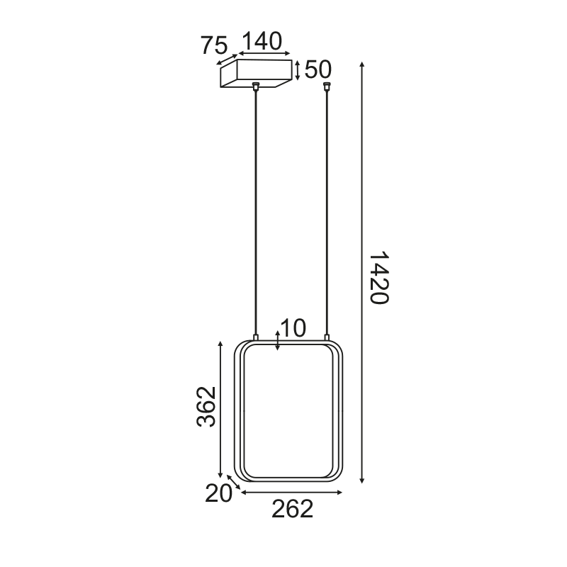 ^PENDANT LUMINAIRE LED 15W 3000K 1390LM WHITE METAL 26X14XH142CM SYMETRIA V30LEDP26WH