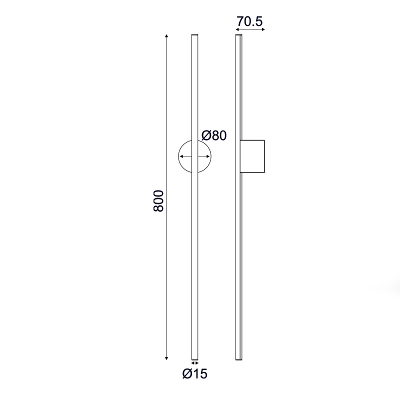 ^WALL LAMP Φ/Σ LED 15W 3000K 970LM AVENUE BLACK METAL IP20 7,5X8X80CM ZM16LEDW80BK