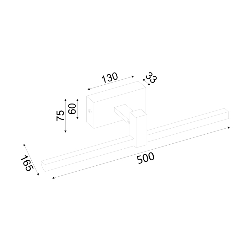 ^WALL MOUNTED LIGHTING LED 8W 3000K 520LM MIRAR BLACK METALLIC IP20 50X16,5X7,5CM PN13LEDW50BK
