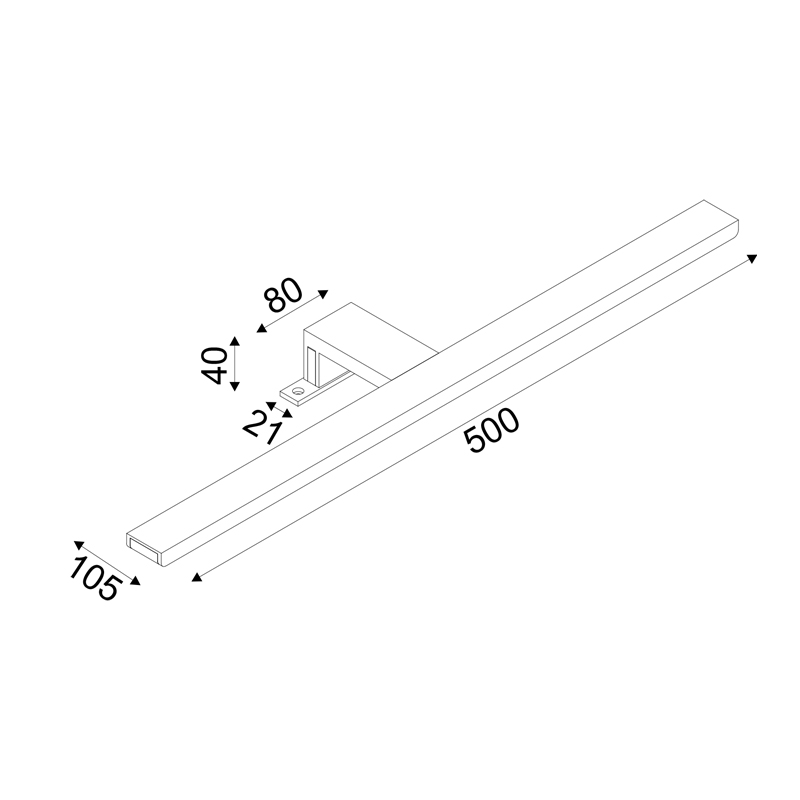 ^GALLERY LIGHTING LED 8W 3000K 520LM VOIR CHROME METALLIC IP44 50X4X10,5CM PN78LEDW50CH