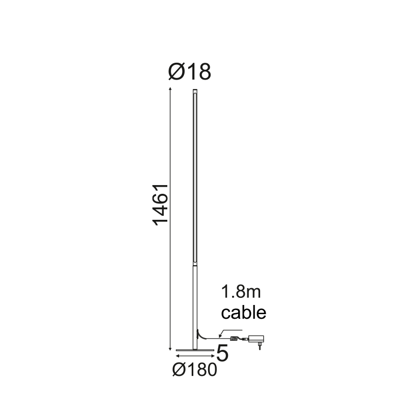 ^FLOOR LIGHTING LED 18W 3000K 1440LM WHITE ALUMINUM TOUCH DIMMER D18ΧD1,8ΧΗ146CM AVENUE ZM16LEDF148WH