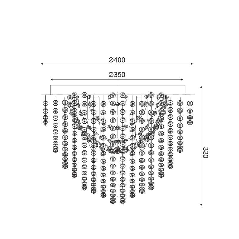 ^ PHASING OUT L/F CEILING 4XE14 CRYSTAL + CHROME METAL Φ40ΧΗ30CM MISSY MISSY404C