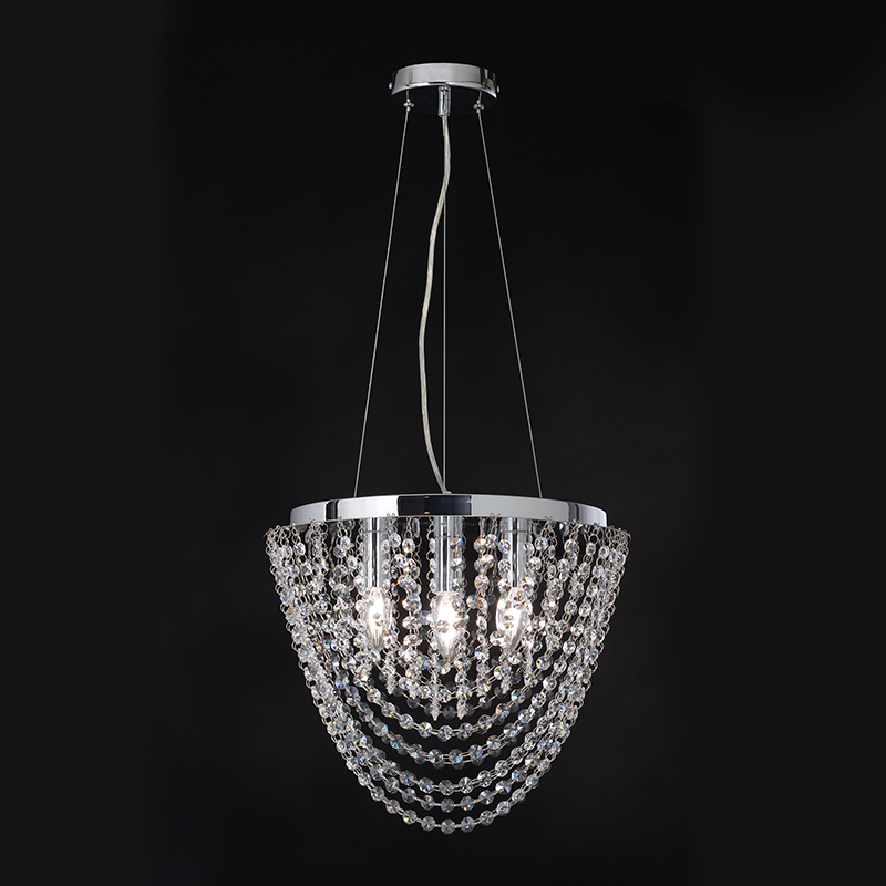 ^ PHASING OUT PENDANT L/F 4ΧΕ14 CRYSTAL + CHROME METAL Φ40ΧΗ100CM MISSY MISSY404P