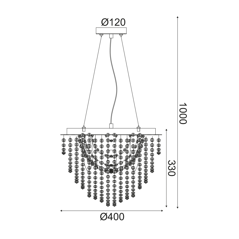 ^ PHASING OUT PENDANT L/F 4ΧΕ14 CRYSTAL + CHROME METAL Φ40ΧΗ100CM MISSY MISSY404P