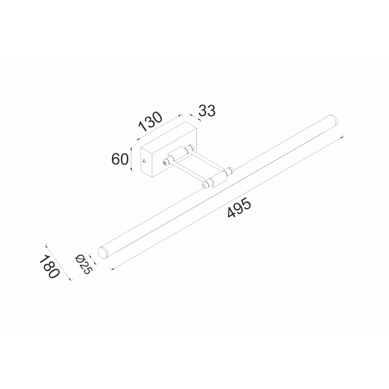 ^WALL MOUNTED LIGHTING LED 12W 3000K 780LM BLACK METALLIC IP44 50X6X19CM RIO PN10LEDW50BK