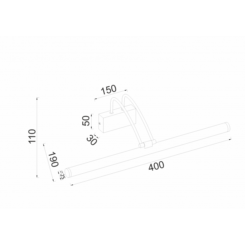 ^WALL MOUNTED LIGHTING LED 8W 3000K 520LM BLACK STAINLESS STEEL IP44 40X12X19CM ARIA PN17LEDW40BK