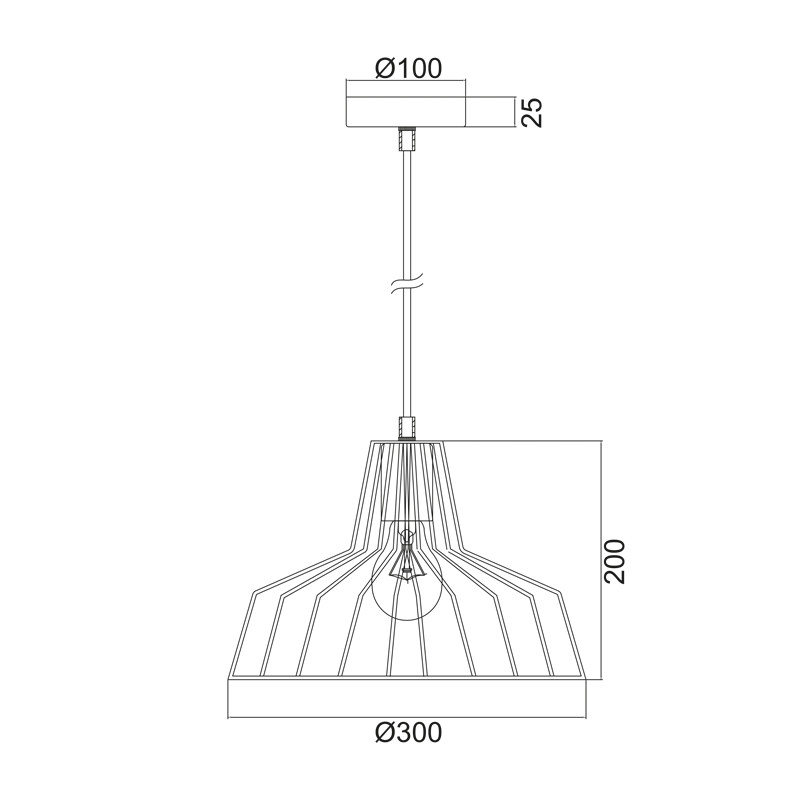 BELL BLACK 1 Χ Ε27 D30CM HADES KS1525P1BK