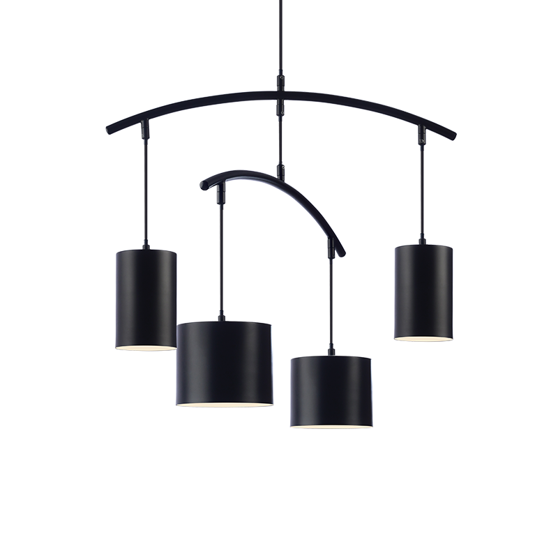 ^PENDANT LUMINAIRE LED 4ΧΕ27 METAL BLACK+ LEATHER Φ60XH150CM ESCALA DCR39219