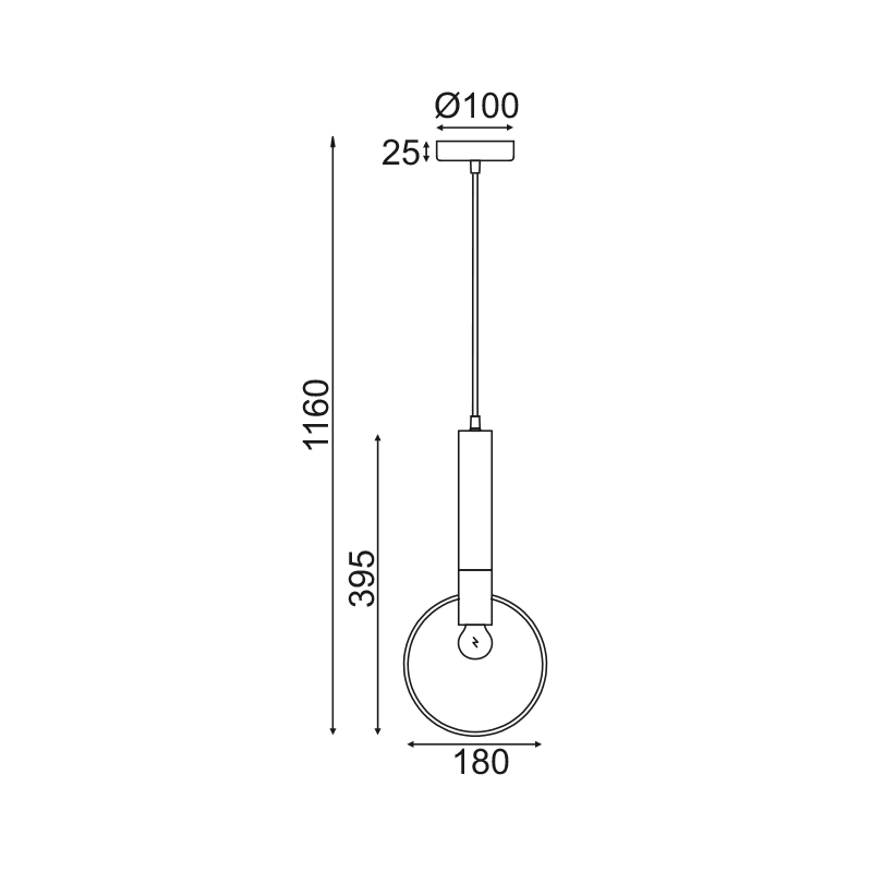 ^PENDANT LIGHTING 1ΧE27 BRASS/BLACK METAL D18ΧΗ116CM MIRACOLO HL39971P18BB