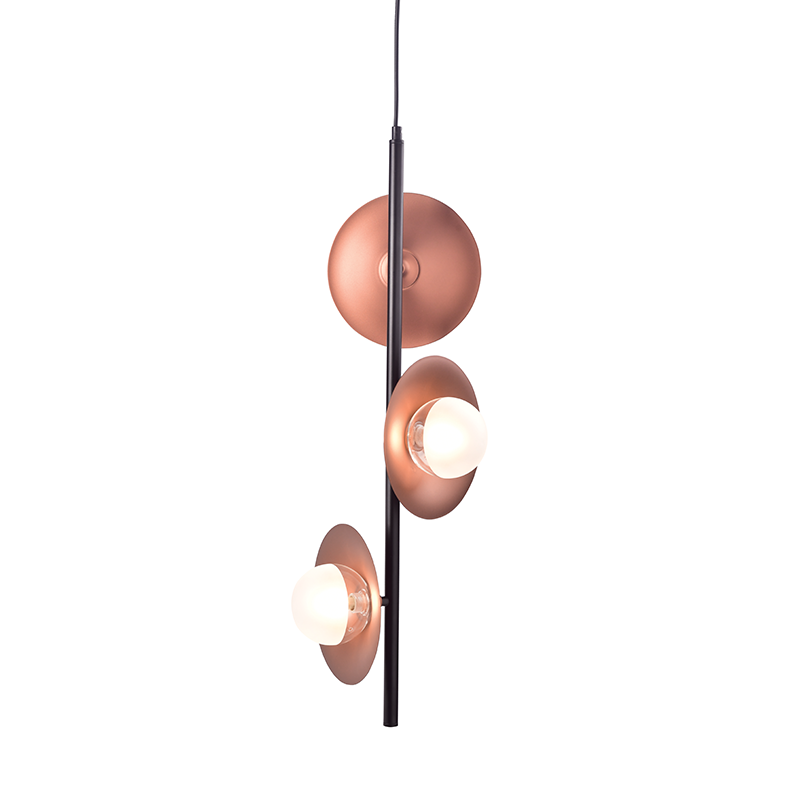^PENDANT LIGHTING 3ΧG9 COPPER/BLACK METAL+ GLASS 27Χ27ΧΗ149CM HYDRA HL4303P27BC