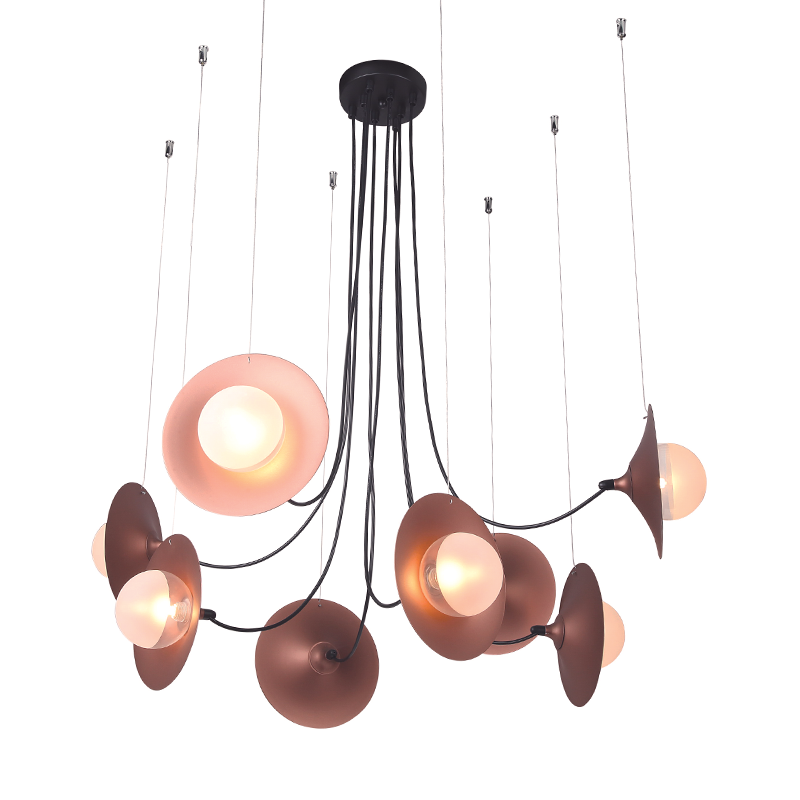 ^PENDANT LIGHTING 8ΧG9 COPPER/BLACK METAL+ GLASS 81Χ81ΧΗ122CM HYDRA HL4308P81BC ^PENDANT LIGHTING 8ΧG9 COPPER/BLACK METAL+ GLASS 81Χ81ΧΗ122CM HYDRA HL4308P81BC