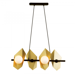 ^PENDANT LIGHTING 4ΧG9 GOLD/BLACK METAL+ GLASS 68Χ26ΧΗ120CM POLYGON HL42594P68BG