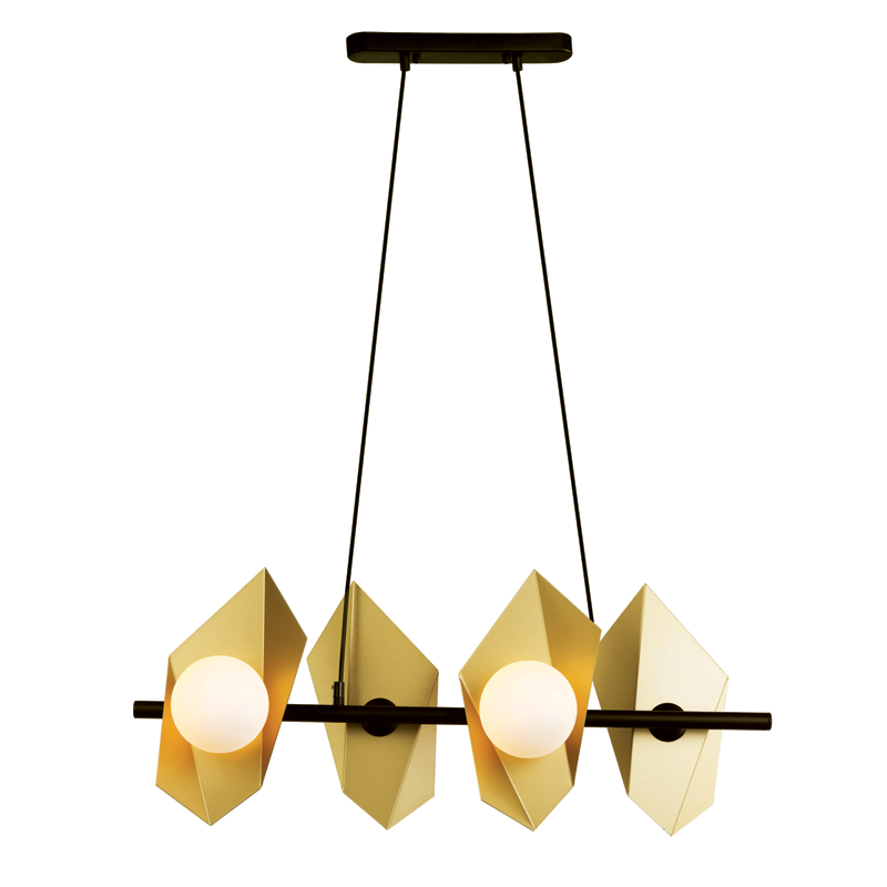 ^PENDANT LIGHTING 4ΧG9 GOLD/BLACK METAL+ GLASS 68Χ26ΧΗ120CM POLYGON HL42594P68BG
