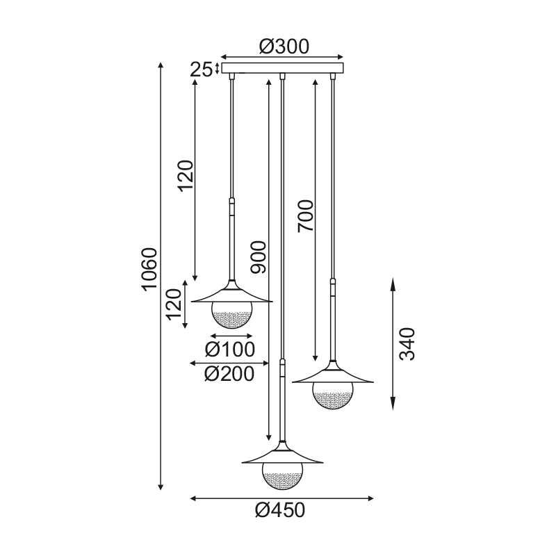 ^PENDANT LIGHTING 3ΧG9 BRASS/BLACK METAL+ GLASS D45ΧΗ106CM LAYLA HL4313P35BB ^PENDANT LIGHTING 3ΧG9 BRASS/BLACK METAL+ GLASS D45ΧΗ106CM LAYLA HL4313P35BB