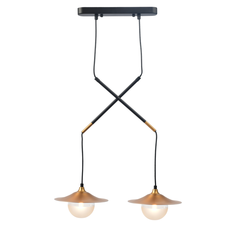 ^PENDANT LIGHTING 2ΧG9 BRASS/BLACK METAL+ GLASS 47X20ΧΗ128CM LAYLA HL4312P46BB