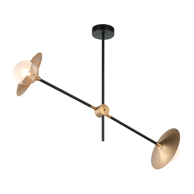 ^CEILING LIGHTING 2ΧG9 BRASS/BLACK METAL+ GLASS 85X20ΧΗ51CM LAYLA HL4322C84BB
