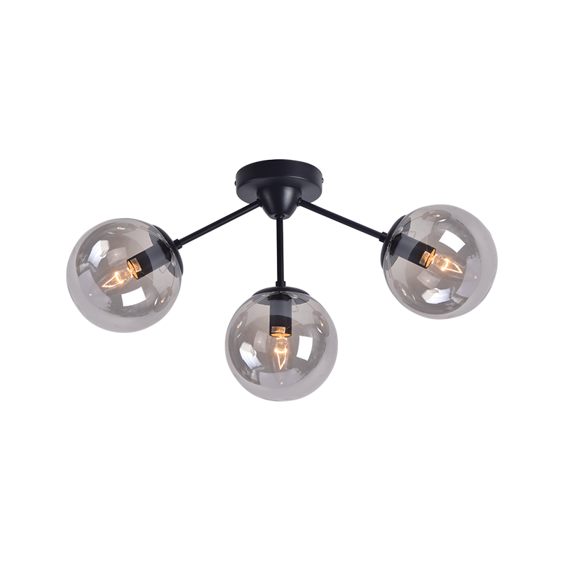 CEILING 3XE14 METAL BLACK+ TINTED GLASS BOMBAY OD807003C
