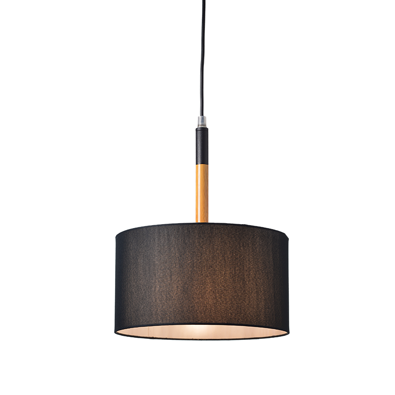 FLOOR 1ΧΕ27 METAL BLACK/ ABAZOUR+WOOD COLOR Φ25ΧΗ120CM YASMINE OD650825PBK