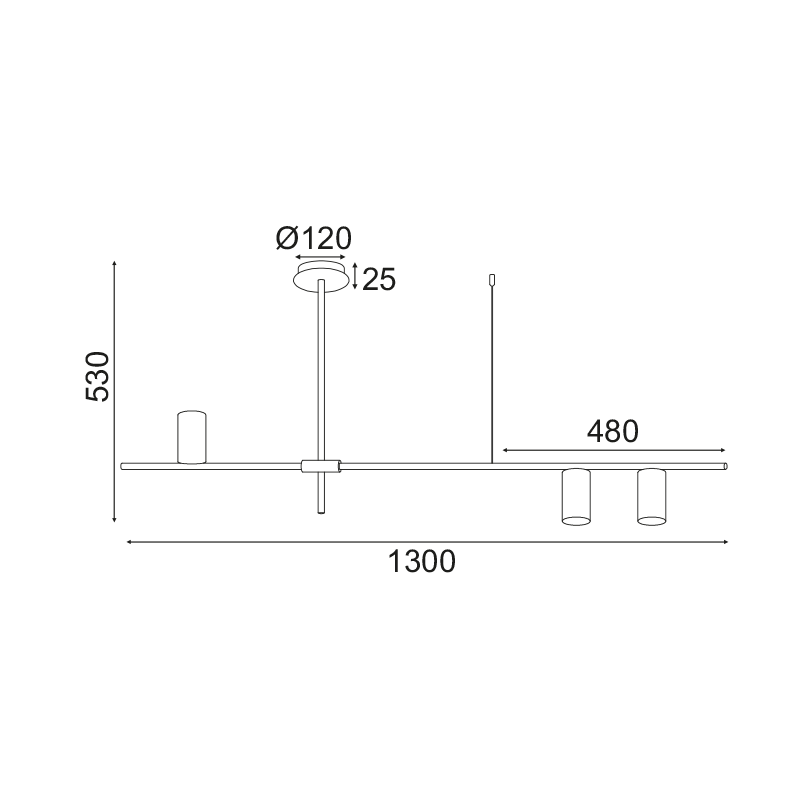 ^CEILING LUMINAIRE 3ΧGU10 GOLD METAL 130Χ12ΧΗ53CM ARISTO OD843C130G