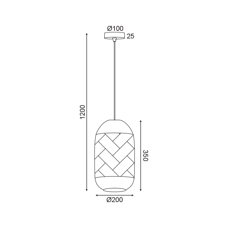 ^PENDANT LUMINAIRE 1XE27 RATTAN + WOOD D20XH120CM COCONUT OD761P20RW