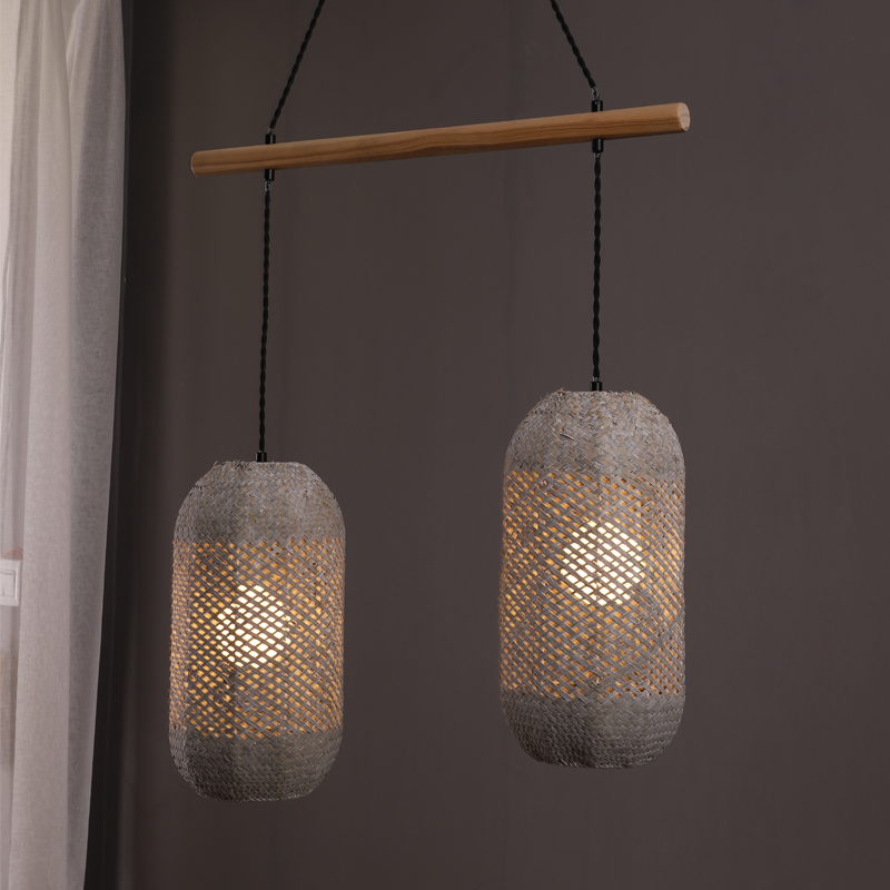 ^PENDANT LUMINAIRE 2XE27 RATTAN + WOOD 60X20XH120CM COCONUT OD762P60RW