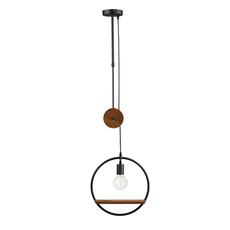 ^PENDANT 1XE27 METALLIC RING+WOOD Φ35 ROOTTORI DCR1760135P