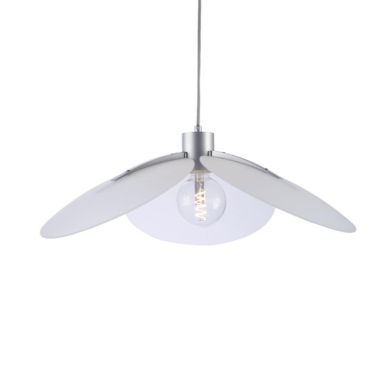 ^ PHASING OUT PENDANT LIGHTING 1ΧE27 WHITE GLASS+ SILVER METAL D58XH120CM BLOSSOM EF21P158SW