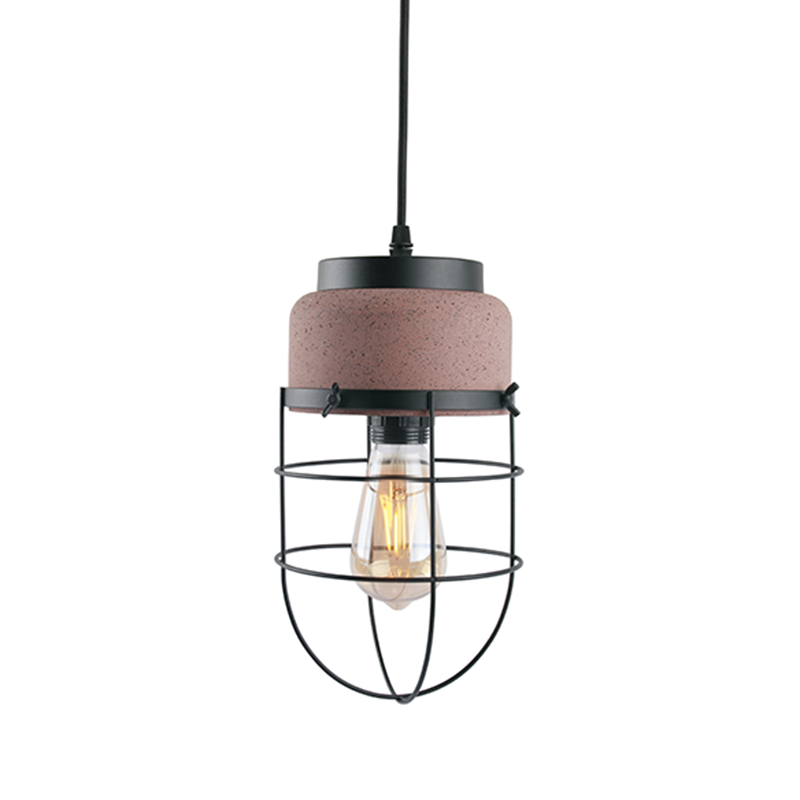 ^ PHASING OUT PENDANT LIGHTING 1XE27 RED CEMENT+ BLACK METAL D16XH120CM EPOQUE MK331P16RB